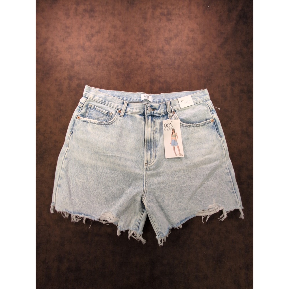 Simple Society 90s Shorts Light Acid Wash Distressed Cut-off High Rise Sz 17 /33